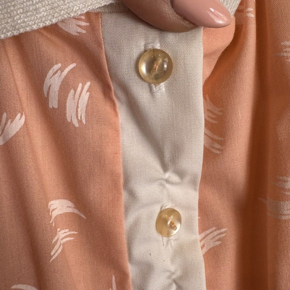 VTG 80s GALS of California 3/4 Button Up Bowling Shirt Peach‎ Womens Size M/L - Picture 7 of 9